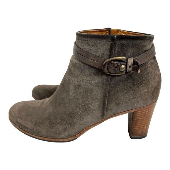 Alberto Fermani Womens Size 40.5 Suede Ankle Boots Booties Heeled Brown Taupe - Picture 4 of 9